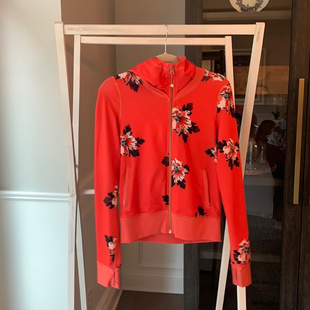 Hooded pink zip up sweatshirt